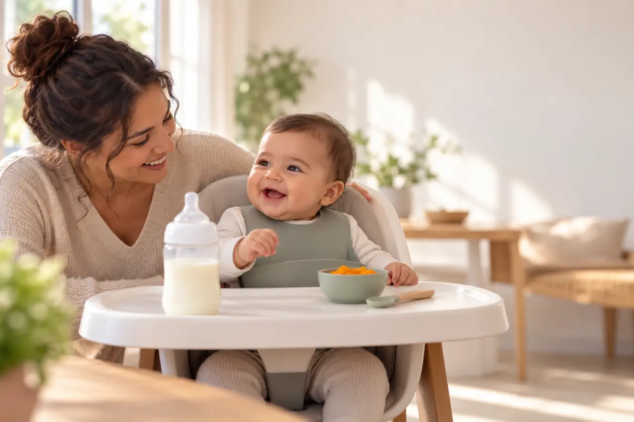 Alimentation d’un bébé de 6 mois : le lait reste la base, même avec les premières purées